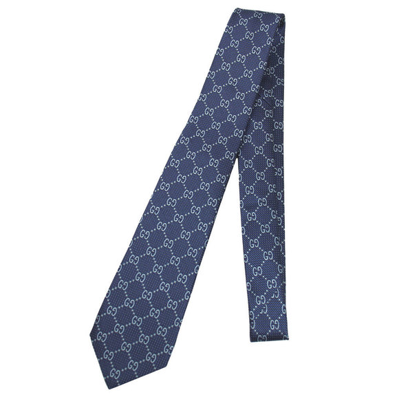 Gucci silk GG Navy DEIENE dots tie Blue - Picture 1 of 3